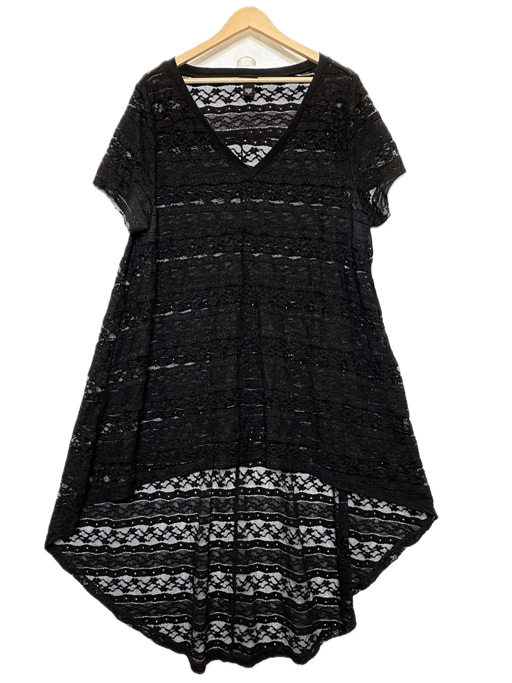 Torrid Black All over Lace V-Neck Tunic Dress Top Size 2X Short Sleeve V-Neck - Picture 2 of 6